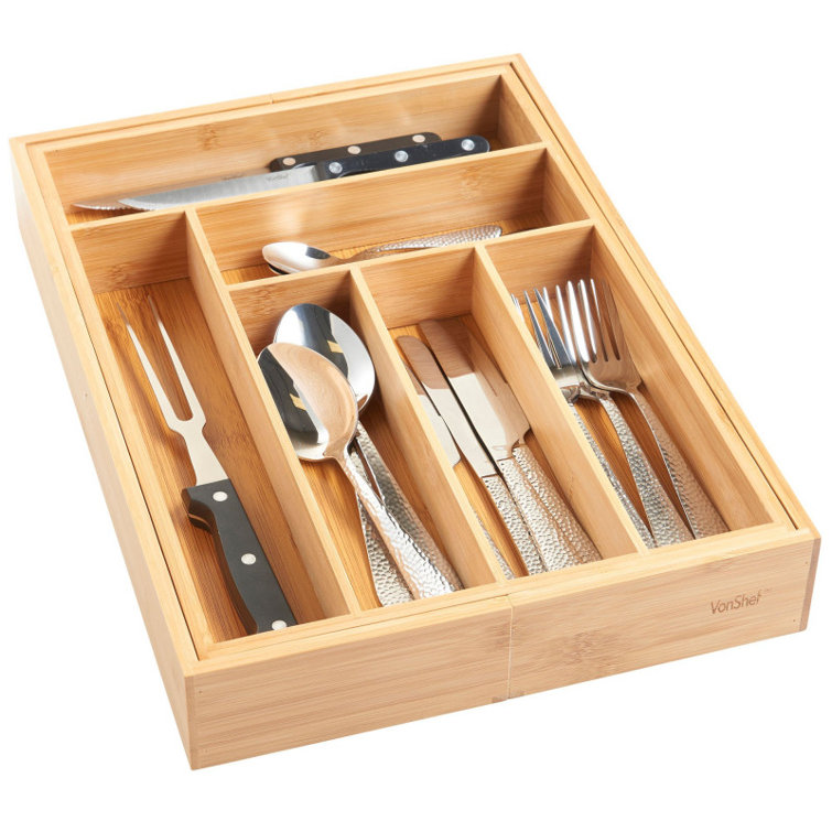 Symple Stuff Extendable Adjustable Bamboo Cutlery Tray & Reviews